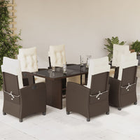 Thumbnail for 7-tlg. Garten-Essgruppe mit Kissen Braun Poly Rattan