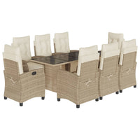 Thumbnail for 9-tlg. Garten-Essgruppe mit Kissen Beige Poly Rattan