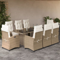 Thumbnail for 9-tlg. Garten-Essgruppe mit Kissen Beige Poly Rattan