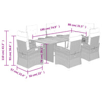 Thumbnail for 7-tlg. Garten-Essgruppe mit Kissen Beige Poly Rattan