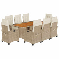 Thumbnail for 9-tlg. Garten-Essgruppe mit Kissen Beige Poly Rattan