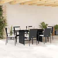 Thumbnail for 7-tlg. Garten-Essgruppe mit Kissen Schwarz Poly Rattan