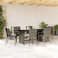Thumbnail for 7-tlg. Garten-Essgruppe mit Kissen Grau Poly Rattan