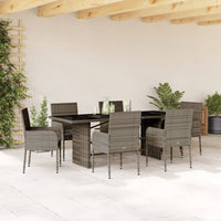 Thumbnail for 7-tlg. Garten-Essgruppe mit Kissen Grau Poly Rattan