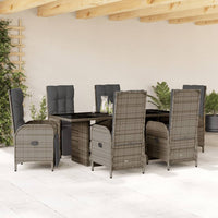 Thumbnail for 7-tlg. Garten-Essgruppe mit Kissen Grau Poly Rattan