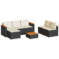 Thumbnail for 5tlg. Garten-Sofagarnitur mit Kissen Schwarz Poly Rattan Akazie