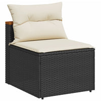 Thumbnail for 5tlg. Garten-Sofagarnitur mit Kissen Schwarz Poly Rattan Akazie