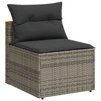 Thumbnail for 5-tlg. Garten-Sofagarnitur mit Kissen Grau Poly Rattan Akazie
