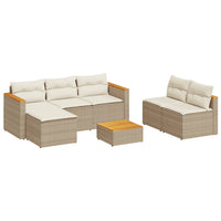 Thumbnail for 5-tlg. Garten-Sofagarnitur mit Kissen Beige Poly Rattan Akazie