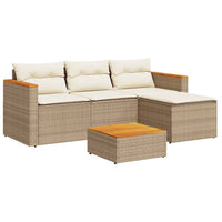 Thumbnail for 5-tlg. Garten-Sofagarnitur mit Kissen Beige Poly Rattan Akazie