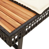 Thumbnail for Gartensofa in L-Form mit Kissen Schwarz Poly Rattan und Akazie