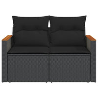 Thumbnail for Gartensofa mit Kissen 2-Sitzer Schwarz Poly Rattan
