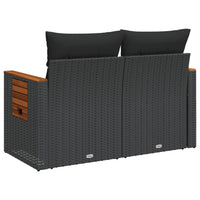 Thumbnail for Gartensofa mit Kissen 2-Sitzer Schwarz Poly Rattan