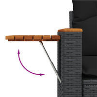 Thumbnail for Gartensofa mit Kissen 2-Sitzer Schwarz Poly Rattan