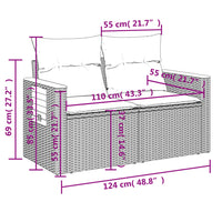 Thumbnail for Gartensofa mit Kissen 2-Sitzer Schwarz Poly Rattan