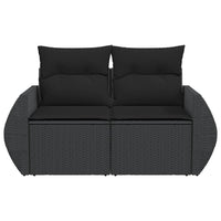 Thumbnail for Gartensofa mit Kissen 2-Sitzer Schwarz Poly Rattan