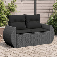 Thumbnail for Gartensofa mit Kissen 2-Sitzer Schwarz Poly Rattan