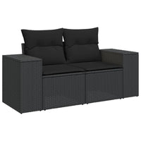 Thumbnail for Gartensofa mit Kissen 2-Sitzer Schwarz Poly Rattan