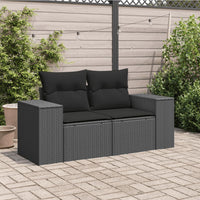 Thumbnail for Gartensofa mit Kissen 2-Sitzer Schwarz Poly Rattan