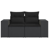 Thumbnail for Gartensofa mit Kissen 2-Sitzer Schwarz Poly Rattan
