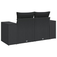 Thumbnail for Gartensofa mit Kissen 2-Sitzer Schwarz Poly Rattan