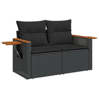 Thumbnail for Gartensofa mit Kissen 2-Sitzer Schwarz Poly Rattan