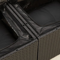 Thumbnail for Gartensofa mit Kissen 2-Sitzer Schwarz Poly Rattan