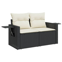 Thumbnail for Gartensofa mit Kissen 2-Sitzer Schwarz Poly Rattan