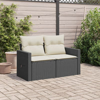 Thumbnail for Gartensofa mit Kissen 2-Sitzer Schwarz Poly Rattan