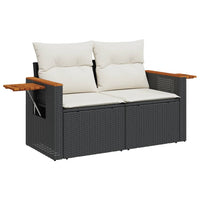 Thumbnail for Gartensofa mit Kissen 2-Sitzer Schwarz Poly Rattan