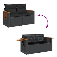 Thumbnail for Gartensofa mit Kissen 2-Sitzer Schwarz Poly Rattan