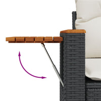 Thumbnail for Gartensofa mit Kissen 2-Sitzer Schwarz Poly Rattan