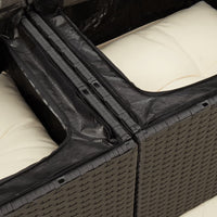 Thumbnail for Gartensofa mit Kissen 2-Sitzer Schwarz Poly Rattan