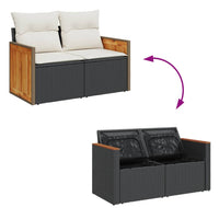 Thumbnail for Gartensofa mit Kissen 2-Sitzer Schwarz Poly Rattan