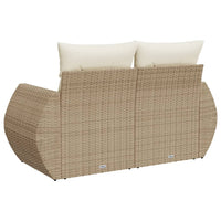 Thumbnail for Gartensofa mit Kissen 2-Sitzer Beige Poly Rattan
