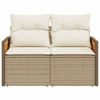 Thumbnail for Gartensofa mit Kissen 2-Sitzer Beige Poly Rattan