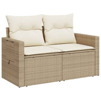 Thumbnail for Gartensofa mit Kissen 2-Sitzer Beige Poly Rattan