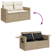 Thumbnail for Gartensofa mit Kissen 2-Sitzer Beige Poly Rattan