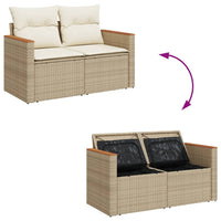 Thumbnail for Gartensofa mit Kissen 2-Sitzer Beige Poly Rattan
