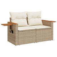 Thumbnail for Gartensofa mit Kissen 2-Sitzer Beige Poly Rattan