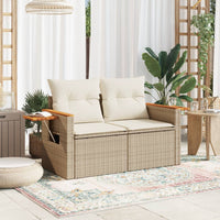 Thumbnail for Gartensofa mit Kissen 2-Sitzer Beige Poly Rattan
