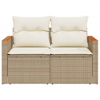 Thumbnail for Gartensofa mit Kissen 2-Sitzer Beige Poly Rattan