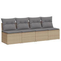 Thumbnail for Gartensofa mit Kissen 4-Sitzer Beige Poly Rattan