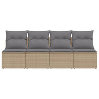 Thumbnail for Gartensofa mit Kissen 4-Sitzer Beige Poly Rattan