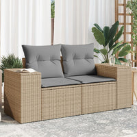 Thumbnail for Gartensofa mit Kissen 2-Sitzer Beige Poly Rattan