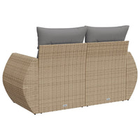 Thumbnail for Gartensofa mit Kissen 2-Sitzer Beige Poly Rattan