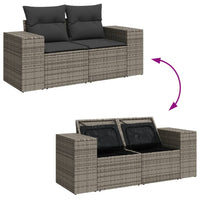 Thumbnail for Gartensofa 2-Sitzer mit Kissen Grau Poly Rattan