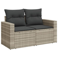 Thumbnail for Gartensofa mit Kissen 2-Sitzer Hellgrau Poly Rattan