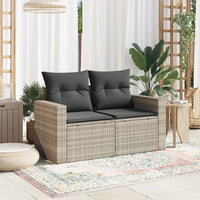 Thumbnail for Gartensofa mit Kissen 2-Sitzer Hellgrau Poly Rattan