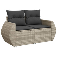 Thumbnail for Gartensofa mit Kissen 2-Sitzer Hellgrau Poly Rattan